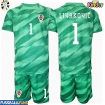 Kroatien Dominik Livakovic #1 Torwart Auswärts Trikotsatz Kinder EM 2024 Kurzarm (+ Kurze Hosen)